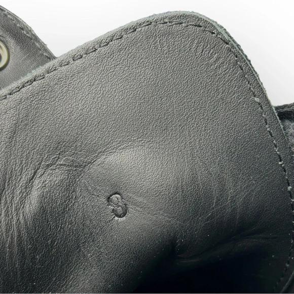 ORO Black  Crepe Leather Combat Boots 8 - Picture 7 of 9